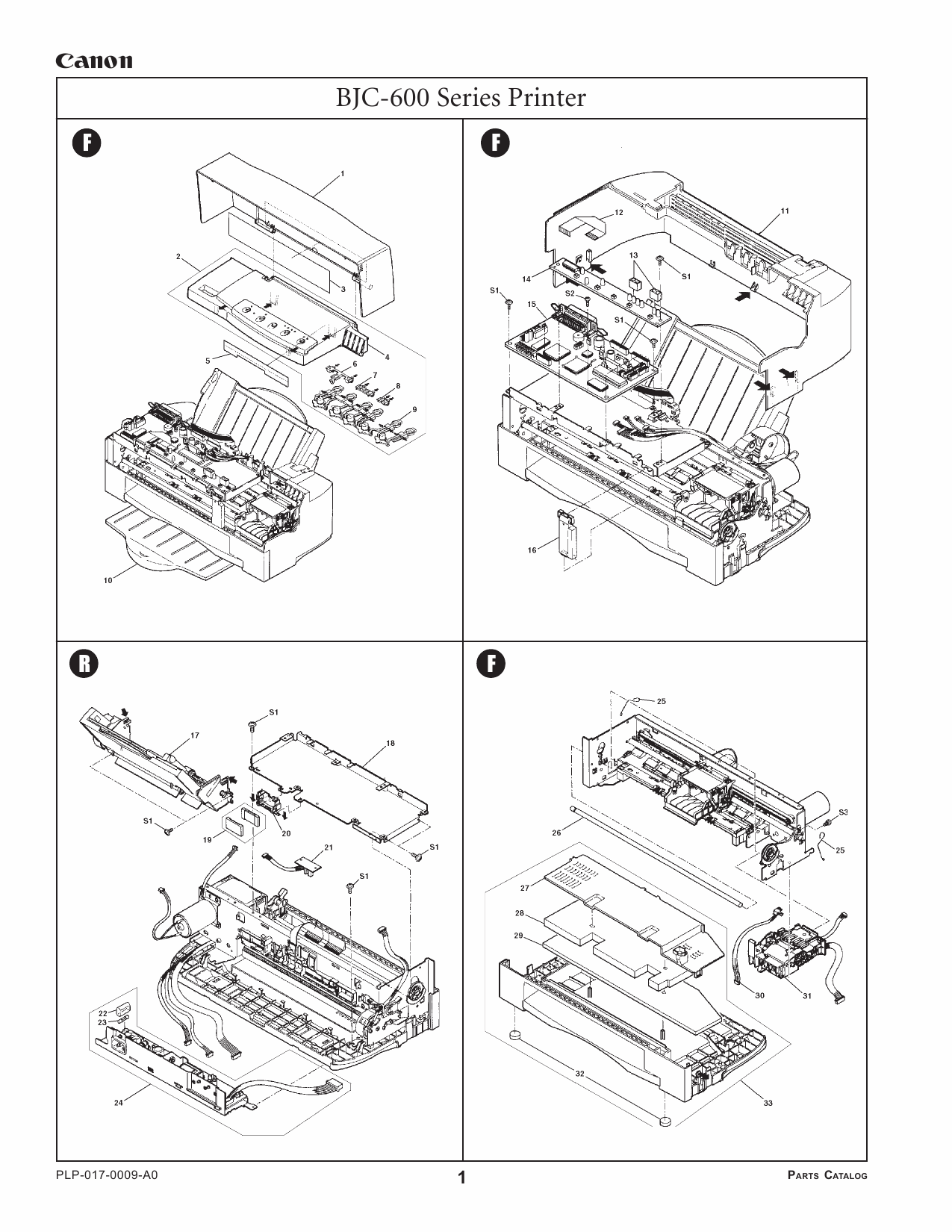 Canon BubbleJet BJC-600 600e 610 620 Parts Catalog Manual-2